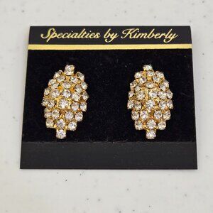 Vintage Rhinestone Clip on Earrings Gold Tone Big Specialties‎ by Kimberly Gaudy
